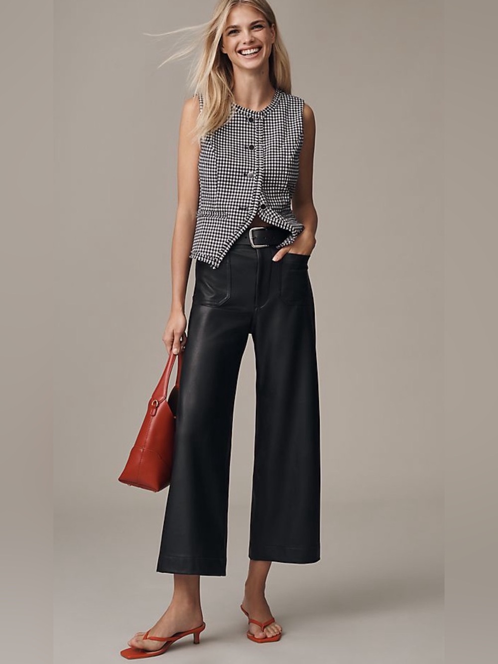 NWT Anthropologie Colette cropped wide-leg pants in black faux leather - Size 29